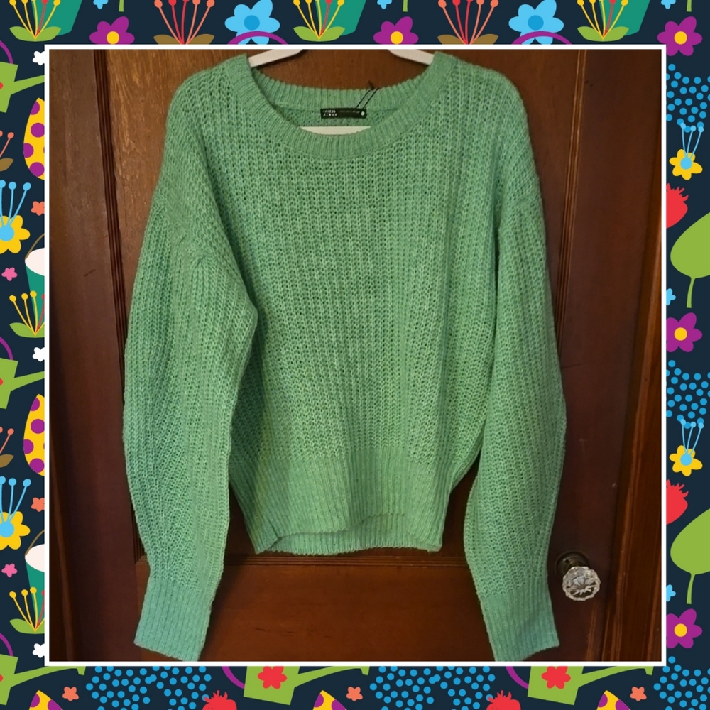 Nwt Zara Mint Green Women's Sweater Size Large